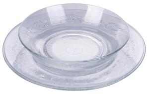 Piatti da portata in vetro trasparente decorato set 12 pezzi 6 posti tavola Pure