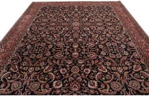 Tappeto Bidjar Con Seta Floreale Blu Scuro Rosso Mattone 305x399 Cm