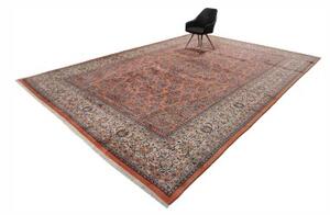 Tappeto Sarough Medaglione Floreale Corallo Avorio 338x486 Cm
