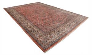 Tappeto Sarough Medaglione Floreale Corallo Avorio 338x486 Cm