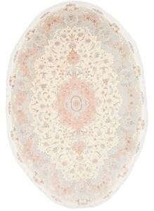Tappeto Tabriz 50 Raj Medaglione Floreale Avorio Rosa Cipria 201x312 Cm