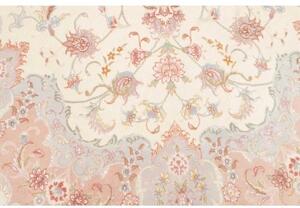 Tappeto Tabriz 50 Raj Medaglione Floreale Avorio Rosa Cipria 201x312 Cm