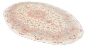 Tappeto Tabriz 50 Raj Medaglione Floreale Avorio Rosa Cipria 201x312 Cm