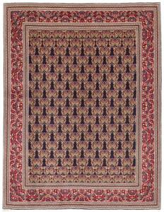 Tappeto Tabriz 50 Raj Stilizzato Blu Scuro Rosso 160x212 Cm