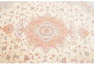 Tappeto Tabriz 50 Raj Medaglione Floreale Avorio Rosa Cipria 201x312 Cm