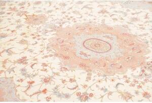 Tappeto Tabriz 50 Raj Medaglione Floreale Avorio Rosa Cipria 201x312 Cm