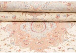 Tappeto Tabriz 50 Raj Medaglione Floreale Avorio Rosa Cipria 201x312 Cm