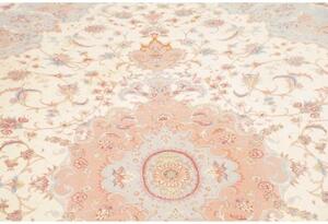 Tappeto Tabriz 50 Raj Medaglione Floreale Avorio Rosa Cipria 201x312 Cm