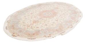 Tappeto Tabriz 50 Raj Medaglione Floreale Avorio Rosa Cipria 201x312 Cm