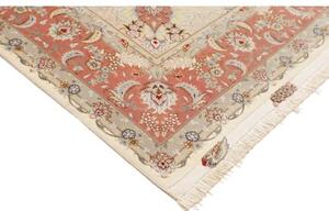 Tappeto Tabriz 70 Raj Medaglione Floreale Avorio Corallo 196x311 Cm