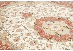 Tappeto Tabriz 70 Raj Medaglione Floreale Avorio Corallo 196x311 Cm