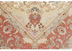 Tappeto Tabriz 70 Raj Medaglione Floreale Avorio Corallo 196x311 Cm