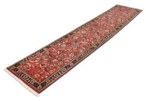 Tappeto Ghom Floreale Rosso Ruggine Nero Corsia 68x312 Cm