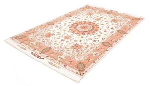 Tappeto Tabriz 70 Raj Medaglione Floreale Avorio Rosa Salmone 148x219 Cm