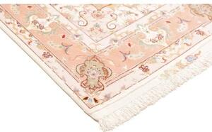 Tappeto Tabriz 70 Raj Medaglione Floreale Avorio Rosa Salmone 148x219 Cm