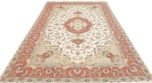 Tappeto Tabriz 70 Raj Medaglione Floreale Avorio Corallo 196x311 Cm