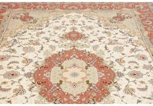 Tappeto Tabriz 70 Raj Medaglione Floreale Avorio Corallo 196x311 Cm