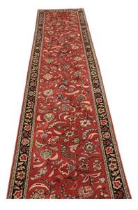 Tappeto Ghom Floreale Rosso Ruggine Nero Corsia 68x312 Cm