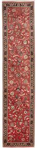 Tappeto Ghom Floreale Rosso Ruggine Nero Corsia 68x312 Cm
