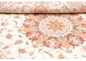 Tappeto Tabriz 70 Raj Medaglione Floreale Avorio Rosa Salmone 148x219 Cm