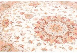 Tappeto Tabriz 70 Raj Medaglione Floreale Avorio Rosa Salmone 148x219 Cm