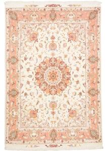 Tappeto Tabriz 70 Raj Medaglione Floreale Avorio Rosa Salmone 148x219 Cm