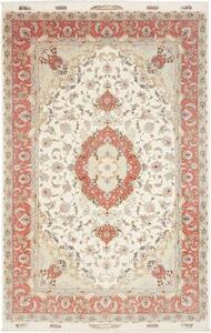 Tappeto Tabriz 70 Raj Medaglione Floreale Avorio Corallo 196x311 Cm