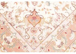 Tappeto Tabriz 70 Raj Medaglione Floreale Avorio Rosa Salmone 148x219 Cm