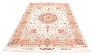 Tappeto Tabriz 70 Raj Medaglione Floreale Avorio Rosa Salmone 148x219 Cm