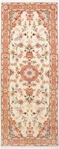 Tappeto Tabriz 50 Raj Medaglione Floreale Avorio Rosa Antico Corsia 77x207 Cm