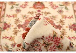 Tappeto Tabriz 50 Raj Medaglione Floreale Avorio Rosa Antico Corsia 77x207 Cm