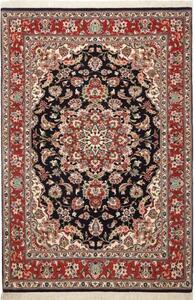 Tappeto Ilaam Medaglione Floreale Nero Rosso 110x160 Cm