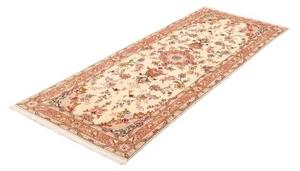 Tappeto Tabriz 50 Raj Medaglione Floreale Avorio Rosa Antico Corsia 77x207 Cm