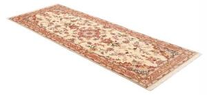 Tappeto Tabriz 50 Raj Medaglione Floreale Avorio Rosa Antico Corsia 77x207 Cm