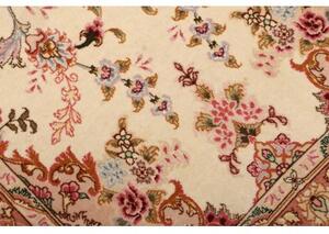 Tappeto Tabriz 50 Raj Medaglione Floreale Avorio Rosa Antico Corsia 77x207 Cm