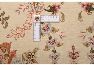 Tappeto Tabriz 50 Raj Medaglione Floreale Avorio Rosa Antico Corsia 77x207 Cm