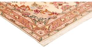 Tappeto Tabriz 50 Raj Medaglione Floreale Avorio Rosa Antico Corsia 77x207 Cm