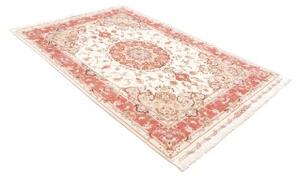 Tappeto Tabriz 70 Raj Medaglione Floreale Avorio Rosa Antico 149x220 Cm