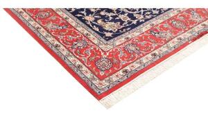 Tappeto Isfahan Medaglione Floreale Blu Notte Rosso Corallo 157x232 Cm