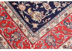Tappeto Isfahan Medaglione Floreale Blu Notte Rosso Corallo 157x232 Cm