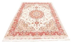 Tappeto Tabriz 70 Raj Medaglione Floreale Avorio Rosa Antico 149x220 Cm