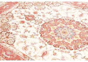 Tappeto Tabriz 70 Raj Medaglione Floreale Avorio Rosa Antico 149x220 Cm