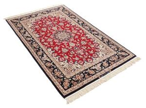 Tappeto Isfahan Medaglione Floreale Rosso Blu Scuro 108x174 Cm