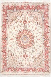 Tappeto Tabriz 70 Raj Medaglione Floreale Avorio Rosa Antico 149x220 Cm