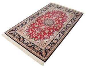 Tappeto Isfahan Medaglione Floreale Rosso Blu Scuro 108x174 Cm