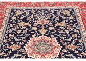 Tappeto Isfahan Medaglione Floreale Blu Notte Rosso Corallo 157x232 Cm