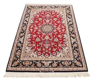 Tappeto Isfahan Medaglione Floreale Rosso Blu Scuro 108x174 Cm
