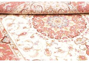 Tappeto Tabriz 70 Raj Medaglione Floreale Avorio Rosa Antico 149x220 Cm