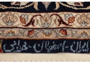 Tappeto Isfahan Medaglione Floreale Rosso Blu Scuro 108x174 Cm