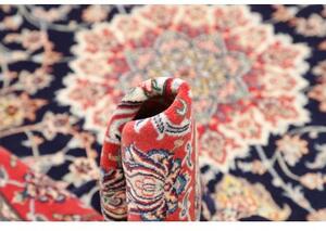 Tappeto Isfahan Medaglione Floreale Blu Notte Rosso Corallo 157x232 Cm